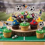 Dekora - Voetbal Taartdecoratie - Papieren Cake Toppers - pk/16