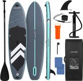 SereneLife Opblaasbare SUP Board met Peddel, Pomp, Leash en Accessoires - Grijs