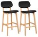 Chaises de bar, set de 2 - Similicuir - Rembourré - Cadre en bois massif - Noir