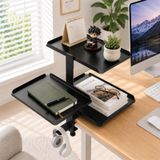Étagère de bureau à trois niveaux avec crochet pour casque, métal, noir