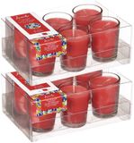 Arte regal bougies parfumées - 12x - parfum fruits rouges - rouge - 8 heures de combustion - en verre - bougie parfumée