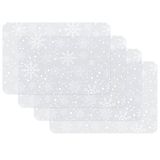 Venilia Tafelset sneeuwvlokken, wit-transparant, placemat voor eetkamer, bord-onderzetter, kersttafeldecoratie, kerstplacemats, afwasbaar, geschikt voor levensmiddelen, 45 x 30 cm, 4 stuks