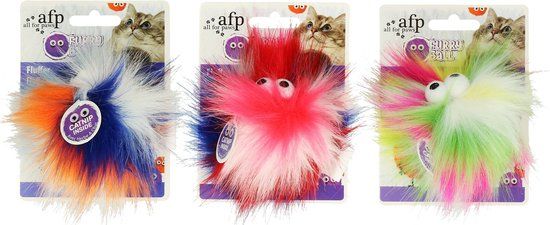 AFP Furry Fluffy Ball Roze - Kat - Kunststof - Roze - 9.5 cm