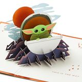 Hallmark Star Wars: The Mandalorian, 3D & pop-up kaart voor elke gelegenheid, Grogu & Space Pod, verjaardag, Vaderdag, zoon, vader, neef, ruimtethema, koper