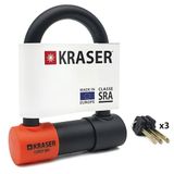 KRASER KR85S Robuust motorslot, SRA-gecertificeerd, hoge veiligheid, 85 x 125 mm, diameter 18 mm, dubbele sluiting, diefstalbeveiliging voor motorfiets, scooter, elektrische fiets