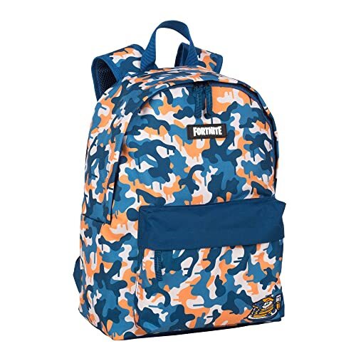 Fortnite Blue Camo Amerikaanse Schoolrugzak - Hoofdcompartiment en voorvak - Computerhouder en gevoerd interieur - Ergonomische en gewatteerde schouderriemen - 41 x 31 x 13.5 cm - Speelgoedtassen