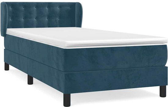 vidaXL Boxspring met matras fluweel donkerblauw 80x200 cm