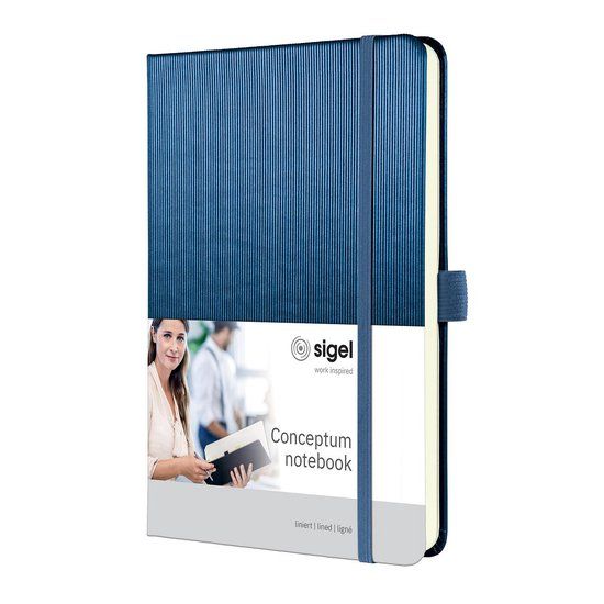 Sigel Conceptum notitieboek A5 gelinieerd 80 grams 97 vel metallic blauw