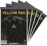 Aurora Yellow Pad - Notitieblok - Recycled - Geel - A5 - 148 mm x 210 mm - 80 g - 80 vel - 5 Stuks