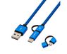 MultiUSB 2.0-kabel – 1 meter lange kabel met meerdere poorten, ideaal voor het gelijktijdig opladen van meerdere apparaten – blauw en hoge duurzaamheid.