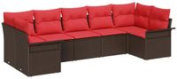 vidaXL Tuinbank Set 7 st Bruin Poly rattan