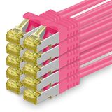 1aTTack.de Cat.7 netwerkkabel 2m magenta 10 stuks Cat7 Ethernetkabel netwerk LAN-kabel onbewerkte kabel 10 Gb s SFTP PIMF LSZH set patchkabel met RJ45-connector Cat.6a