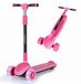 Trottinette pliable pour enfants, avec éclairage, roues en PU, capacité de 50 kg, couleur rose