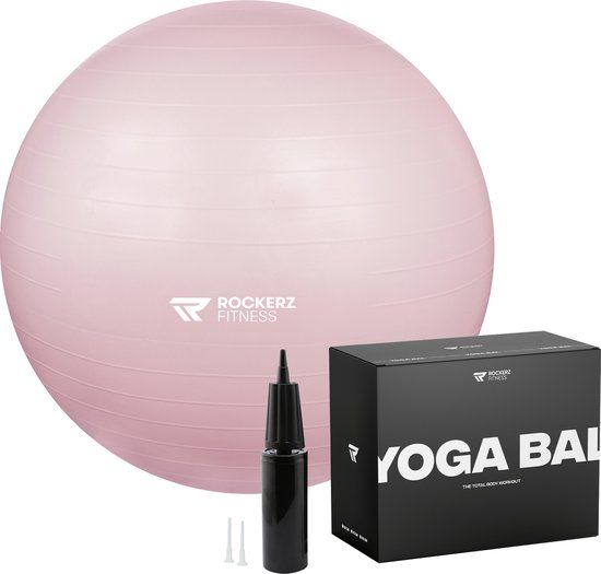 Rockerz fitness Rockerz Deluxe Yoga bal inclusief pomp - Fitness bal - Zwangerschapsbal - 75 cm - Roze