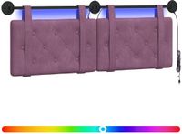 vidaXL Hangend hoofdbord Met LED-verlichting Paars Fluweel