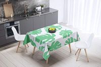 Bonamaison Tafelkleed, Anti-Mold, Sneldrogend, Waterdicht, 100% Polyester Tafellaken, Petroleum Groen, Wit, 140 x 140 Cm