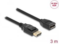 Delock 80003 DisplayPort-kabel DisplayPort Aansluitkabel DisplayPort-bus, DisplayPort-stekker 3 m Zwart 4K UHD, Afgeschermd (dubbel), Vergulde steekcontacten