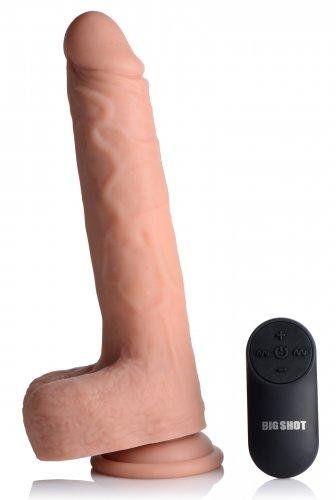Big Shot Vibrerende & Stotende Realistische XL Dildo Met Balzak - 25 cm - Beige