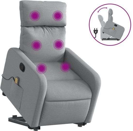 vidaXL Sta-op-massagestoel verstelbaar stof lichtgrijs