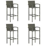 VidaXL Barkrukken 4 stuks polyrattan staal grijs