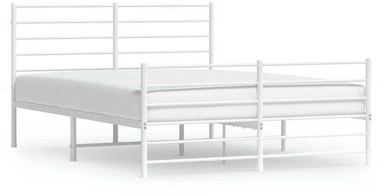 vidaXL Bedframe met hoofd- en voeteneinde metaal wit 150x200 cm