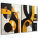 Set de tableaux sur toile abstraction formes texture noir jaune 2 x 30x45