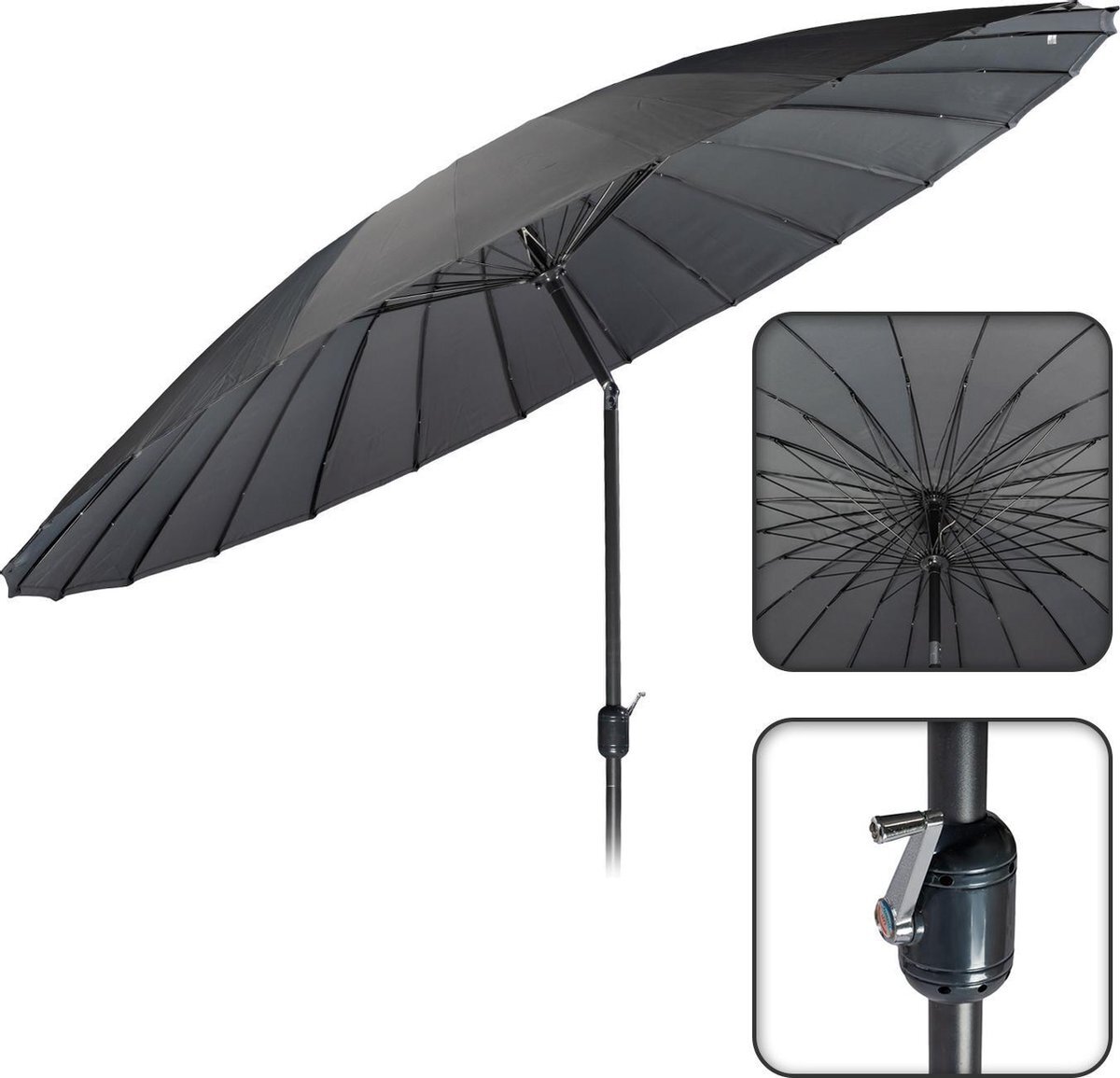 Maxx-garden Parasol - 270 cm – Stokparasol voor tuin en balkon parasol - opdraaisysteem – Antraciet