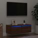 Maison Exclusive - Meuble TV avec éclairage LED, marron, aspect chêne, 75x35,5x25 cm
