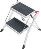 Famanu Mini trapladder van staal, 2 antislip treden, klapbeveiliging, lichtgewicht en makkelijk op te bergen