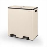 O'DADDY® Prullenbak – Afvalbak - Prullenbak 60 liter - Pedaalemmer – Vuilnisbak - Prullenbak 2 vakken - Prullenbak afvalscheiding – Afvalbak afvalscheiding - 2 Binnen emmers - Soft-Close - Inclusief 15 Afvalzakken - Beige