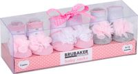 BRUBAKER 3 paar babysokken jongens meisjes 0-12 maanden - ruches stippen bloemen strepen - pasgeboren cadeauset voor baby's - katoen