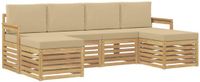 vidaXL - Buiten - bank - set - 6 - zitplaatsen - Wit - En - Beige - Polyester