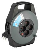 Electraline 49029 kabelhaspel, 4 universele stopcontacten, 15 meter, grijs/blauw