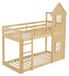 StarTech Kinderbed met twee niveaus - Speelhuisbed - 90 x 200 cm - 2 ramen - Beschermingsreling rondom - Trap met 3 treden - Natuurlijk hout - Matras niet inbegrepen