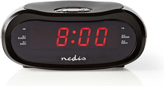 Nedis Digitale Wekkerradio - LED-Scherm - AM/FM - Snooze - Zwart