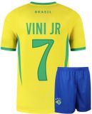 Kingdo B.V. Brazilie Voetbaltenue Thuis Vini JR. - Shirt en Broekje - Kinderen - Maat XL - Geel