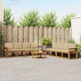 vidaXL - Bank loungeset - 8 zitplekken - Natuurlijk en beige - Acacia hout