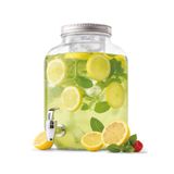 Wintem - Drankdispenser van glas van 8 liter met waterkraan van staal en infuser voor water en sappen, grote capaciteit voor feestjes en evenementen, tafelgebruik, elegant en duurzaam design