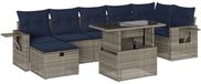vidaXL Ensemble de banc de jardin 8 pièces avec coussins, gris, polyrotin