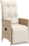 vidaXL Fauteuil de jardin réglable avec coussins en polyrotin beige