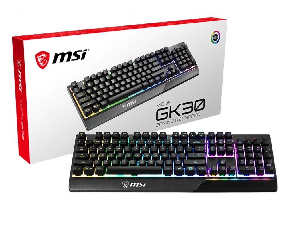 MSI Vigor GK30 Gaming Keyboard - UK English - Black - USB - Mechanical Keys