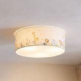 Duolla Plafonnier Kids Print, multicolore/blanc, Ø 50 cm, tissu