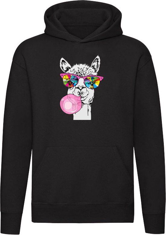 Sol's Lama maakt een bel van kauwgom Hoodie - Zwart - Unisex - 4XL