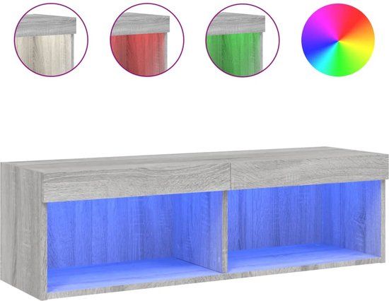 vidaXL Tv-meubel met LED-verlichting 100x30x30 cm grijs sonoma eiken