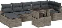 vidaXL Tuinbank Set 8-delig Grijs Polyrattan