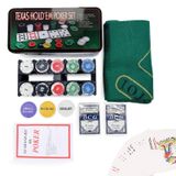 Pokerset - 200 fiches - Metalen doos - Speelmat - Texas Hold'em - 2-10 spelers
