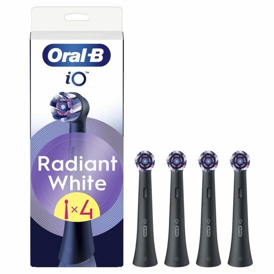 Oral-B iO Radiant White Opzetborstels - Zwart - 4 stuks