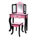 Teamson Kids Houten Kaptafel Kinderen - Tafel en Stoel Set - Luipaard Print - Roze/Zwart