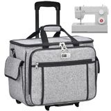 cab55 Rolling Naaimachine Case, Afneembare Rolling Naaimachine Draagtas op wielen, Trolley Tote Bag met Verwijderbare Bodem Houten Board voor de meeste standaard naaimachines en accessoires