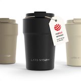 LARS NYSØM Bevægelse Thermos Coffee Mug-to-go 380ml - sans BPA avec Isolation - Thermos en acier inoxydable étanche (Carbon Black)